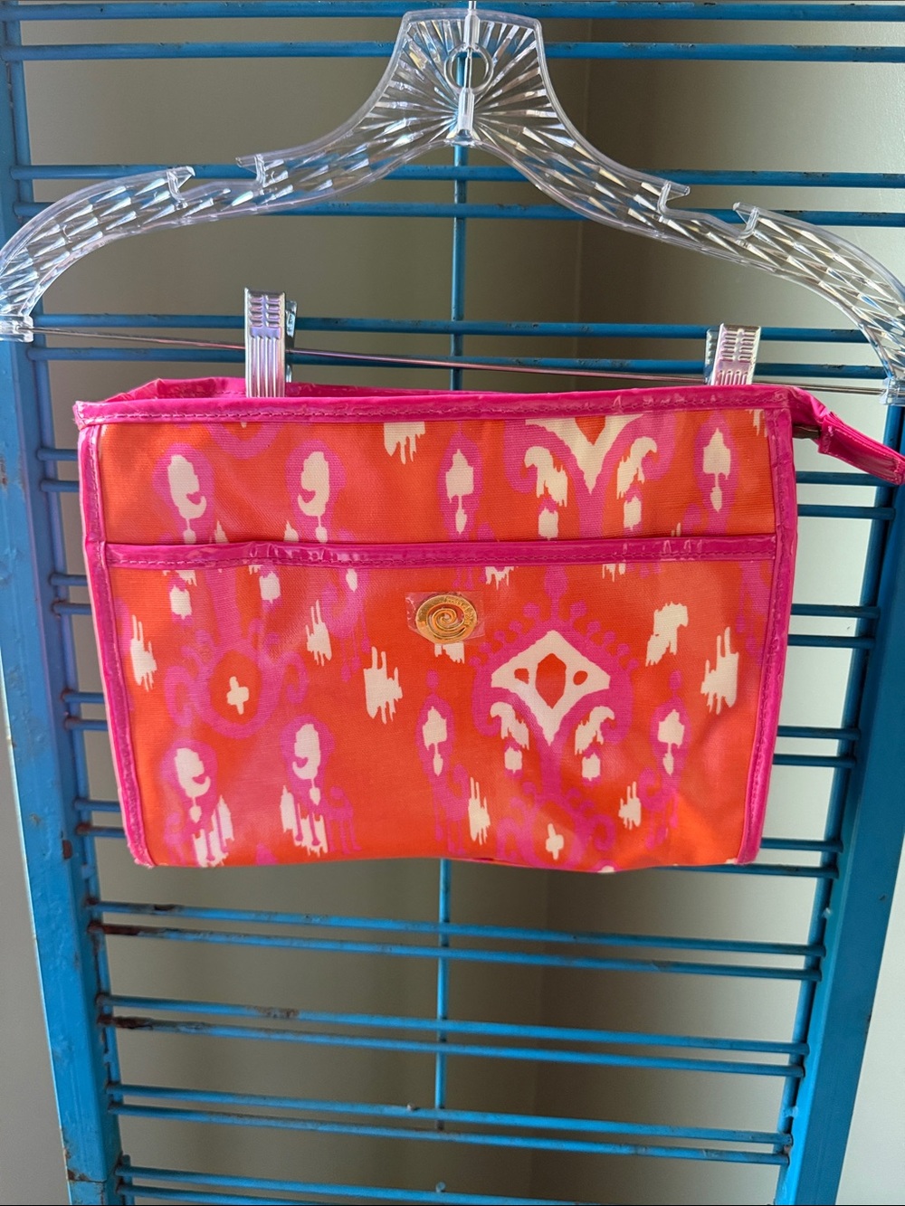 Mud Pie Orange and Pink Ikat Wristlet Pouch